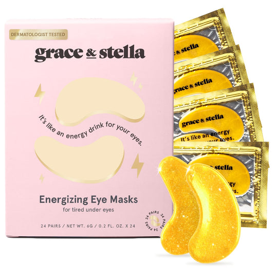 grace & stella Under Eye Mask - Christmas Gifts for Women, Christmas Gifts for Mom Vegan (24 Pairs, Gold)