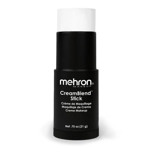 Mehron Makeup CreamBlend Stick | Face Paint, & Foundation Cream Makeup | Body Paint Stick Perfect for Halloween Makeup  (21 g) (White)